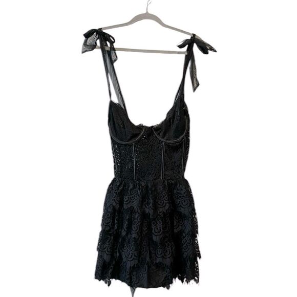 Doll’s Kill Widow NWT Wished Upon Lace Mini Ruffle Bustier Gothic Dress Small - Picture 1 of 15